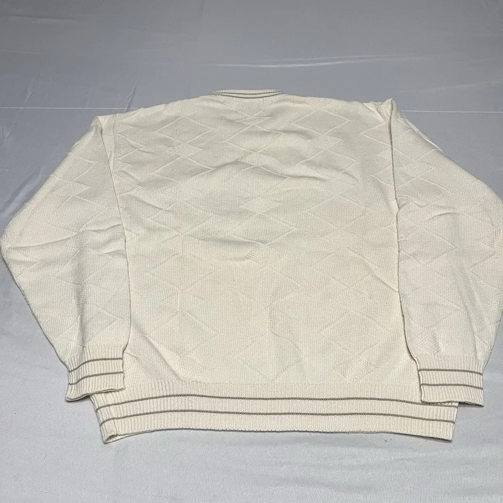 Vintage 90s Golf Sweater Mens XL Ivory Crewneck Grandpa Embroidered USA Made